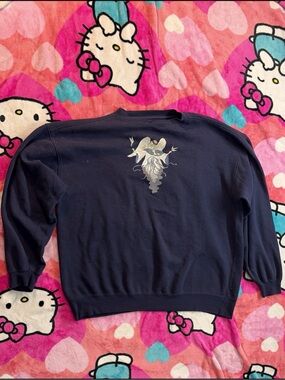 Source Unknown Navy Blue Men’s Sweater with Angel Graphic